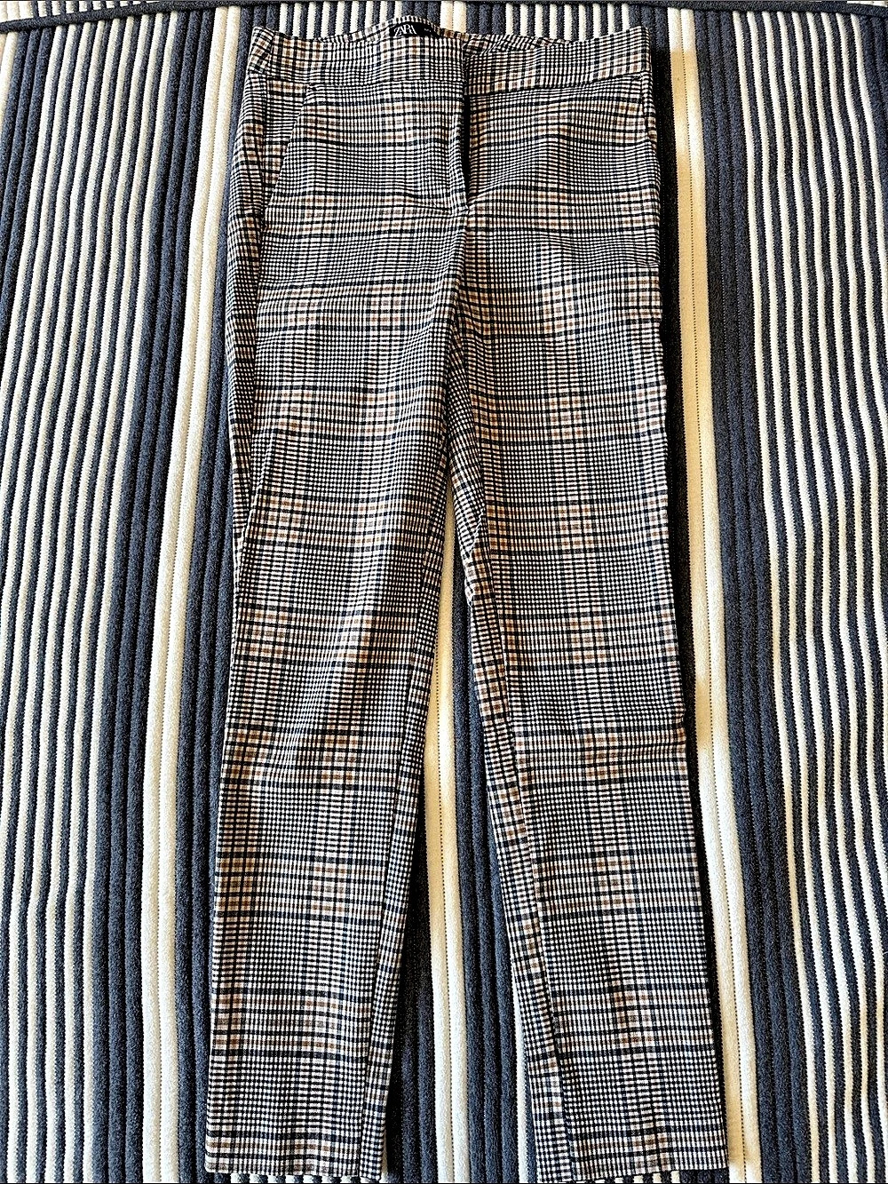 Zara Plaid Skinny Pants in Brown & Black Size Small